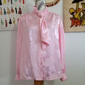 Ship'n Shore | 80s Vintage Pink Satin Blouse